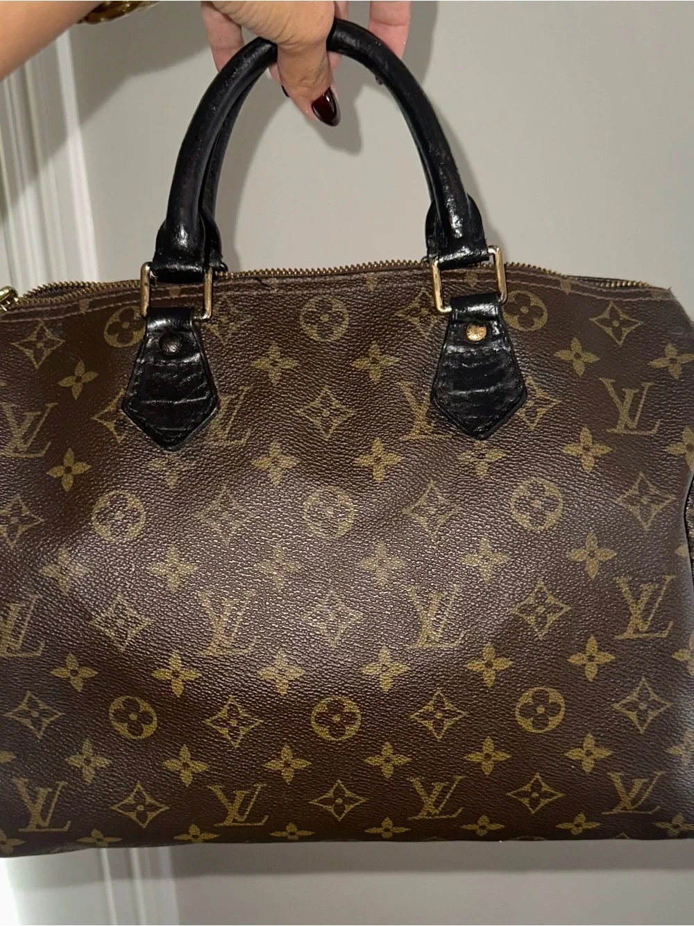 Louis Vuitton Speedy 30 Hand-Painted Black Handles & Piping